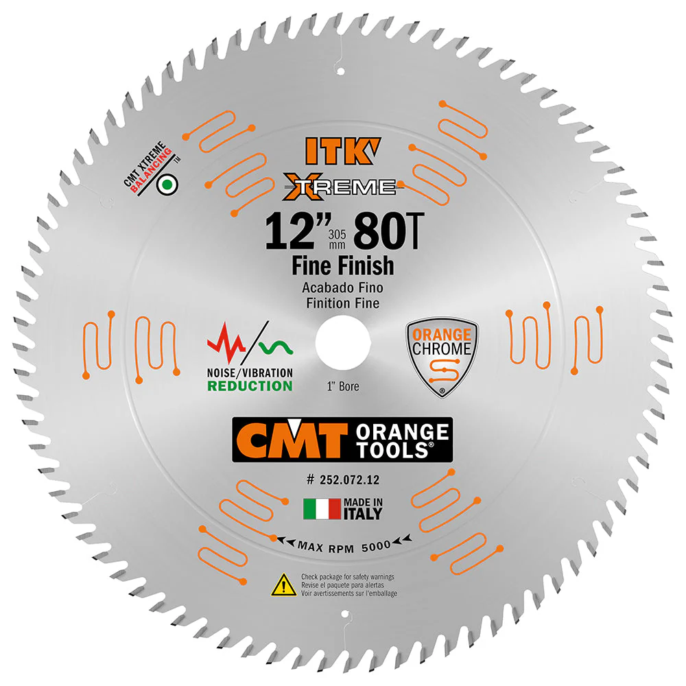 CMT 252.072.12 ITK EXTREME 12-In x 80Teeth Wood Saw Blade for Fine Finish Cross Cutting