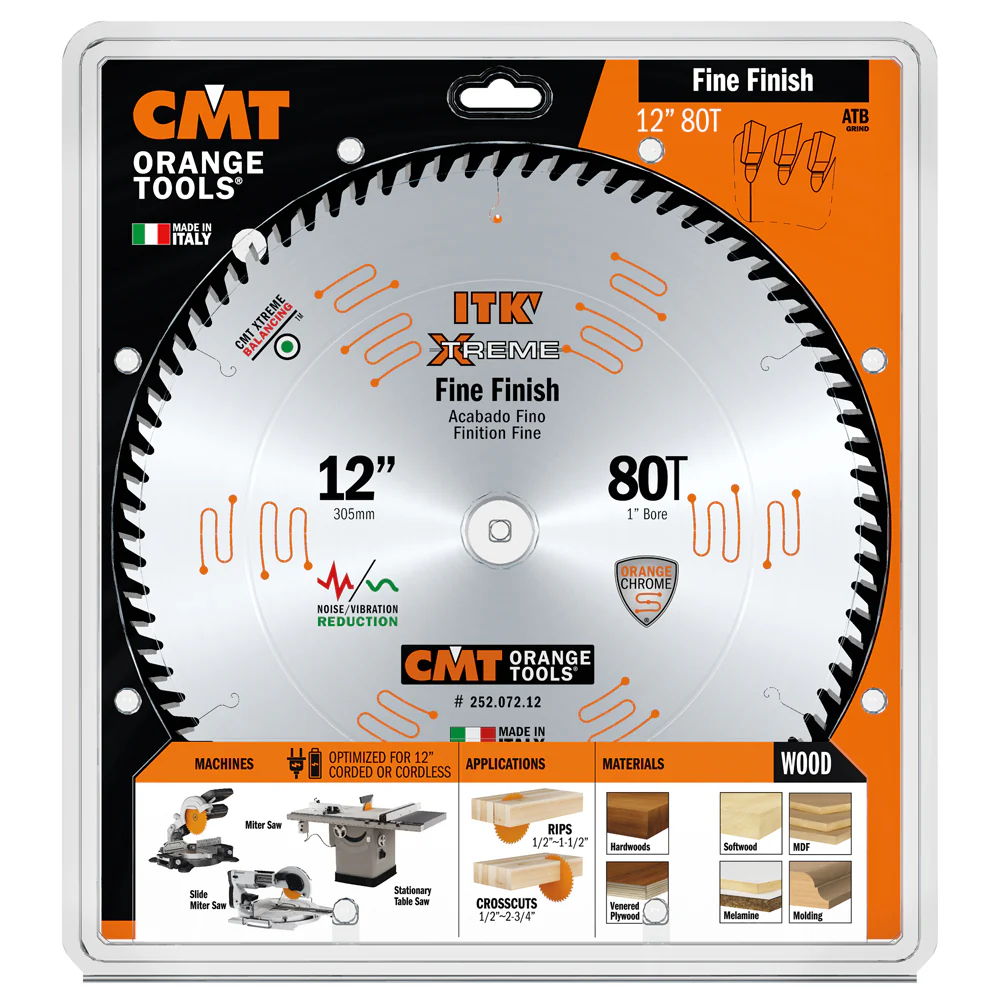 CMT 252.072.12 ITK EXTREME 12-In x 80Teeth Wood Saw Blade for Fine Finish Cross Cutting - Image 4
