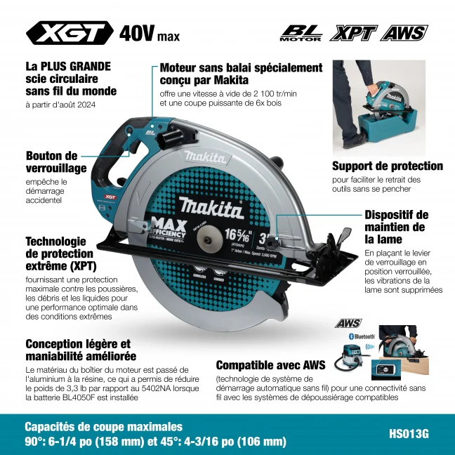 MAKITA
  HS013GZ 40V Max XGT 16-5/16 in. Circular Saw w/AWS, Tool Only - Image 3