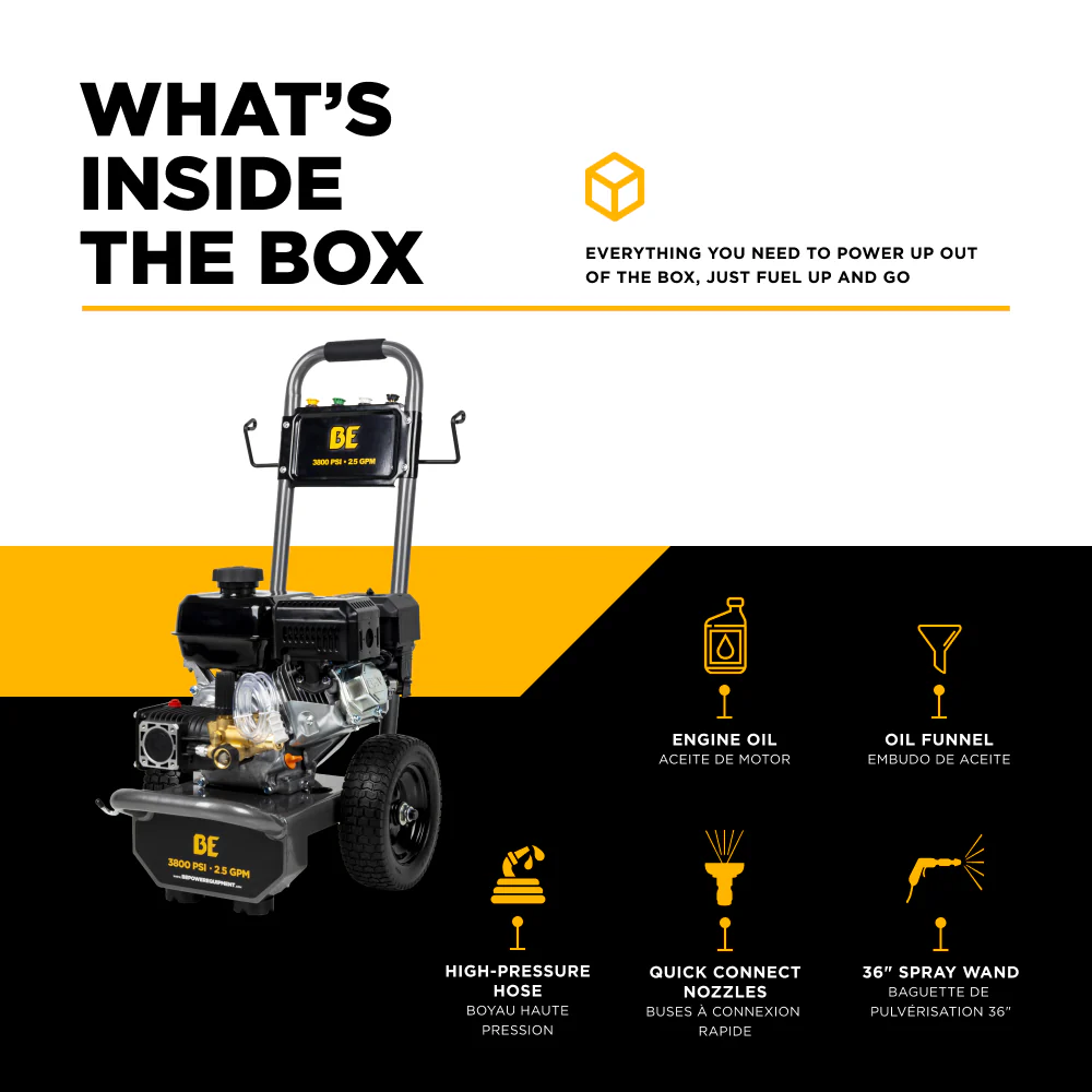 BE B3875PA 3,800 PSI 2.5 GPM Cold Water Gas Pressure Washer - Image 6