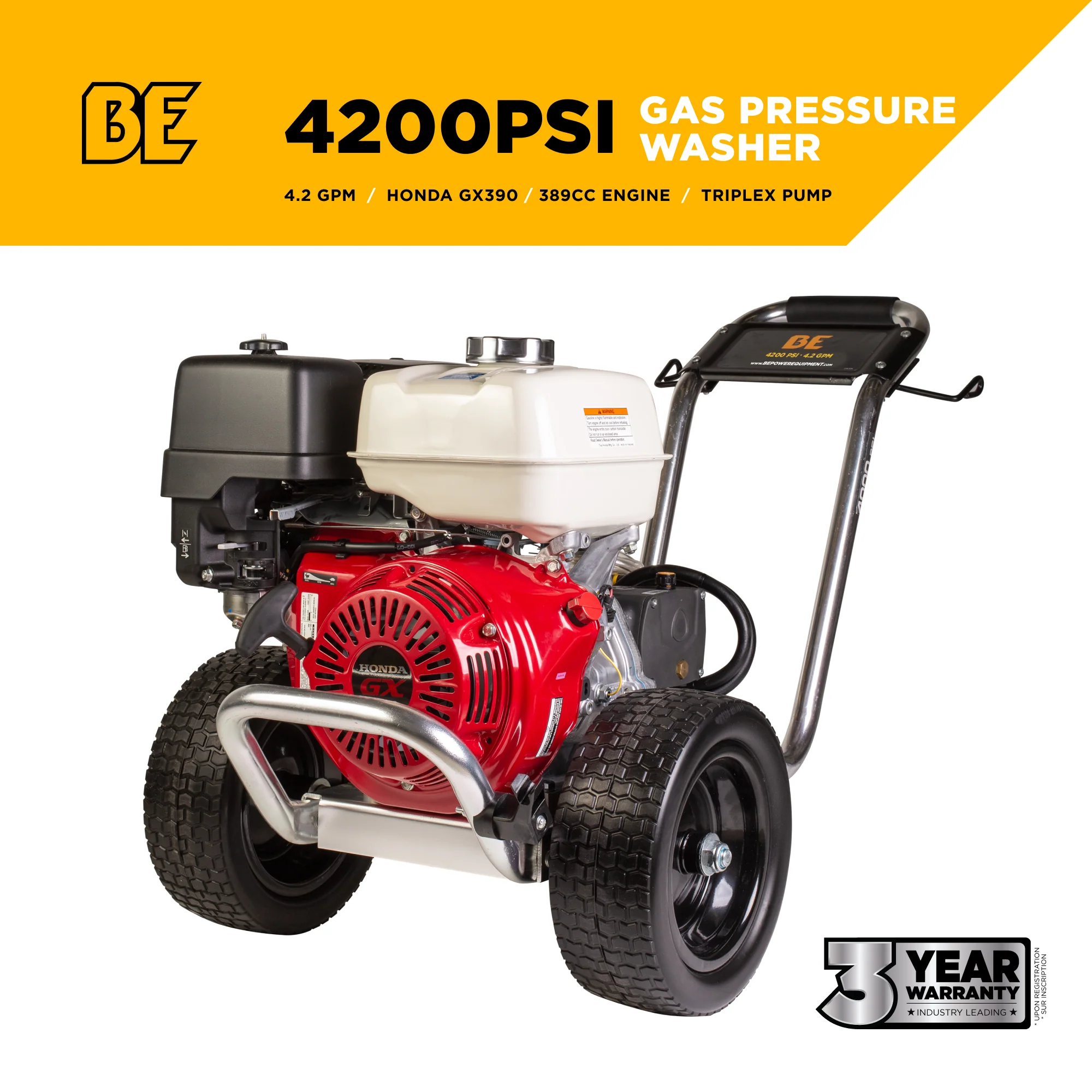 BE B4213HAAS 4,200 PSI - 4.2 GPM Cold Water Gas Pressure Washer with Honda GX390 Engine - Image 2