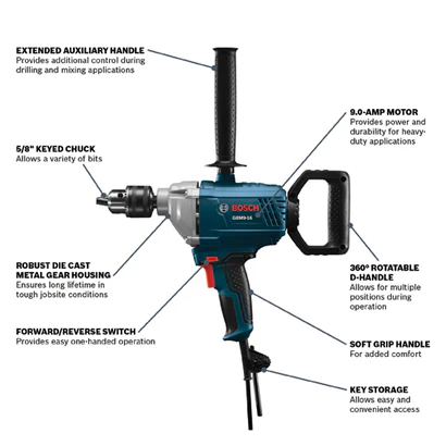 BOSCH GBM9-16B 5/8 in. Mud Mixer with Bucket Combo - Image 2
