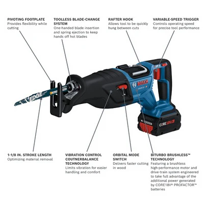 Bosch GSA18V-110N Cordless Reciprocating Saw (Bare Tool) - Image 24
