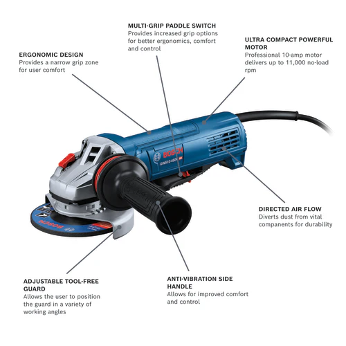 Bosch GWS10-450P 4-1/2 in. Angle Grinder With Paddle Switch - Image 5