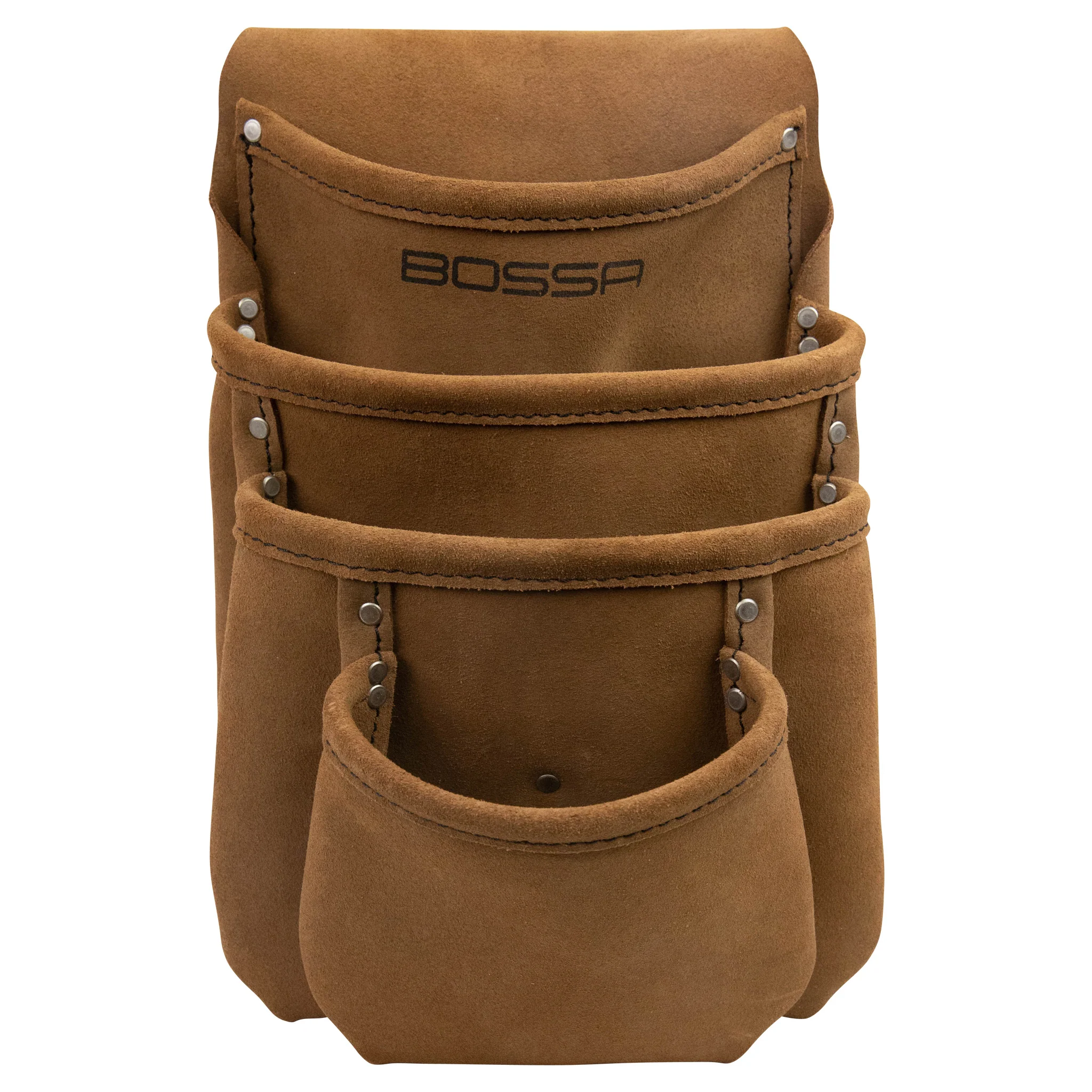 BOSSA 4-Pocket Tabaco Brown Leather Drywall Pouch