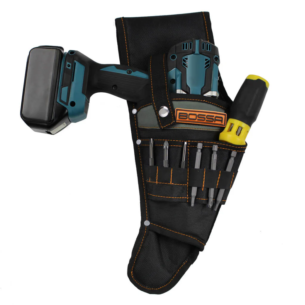 BOSSA Black Ballistic Poly Heavy-Duty Hammer Drill Right Holster with Bit Slots - Image 2