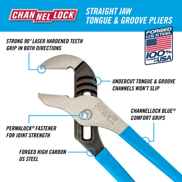 Channellock 426 6-1/2 in. Straight Jaw Tongue And Groove Pliers - Image 3