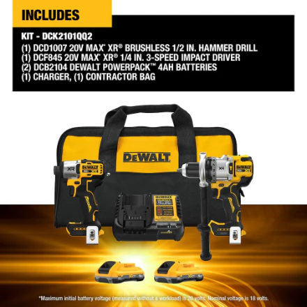 DeWalt DCK2101QQ2 20V MAX*XR Hammer Drill & Impact Kit (2 x 4.0 Ah) - Image 5