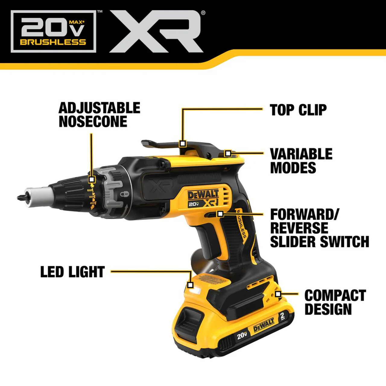 Dewalt DCK265D2 20V MAX XR 2-Tool Drywall Combo Kit (2x 2.0Ah) - Image 3