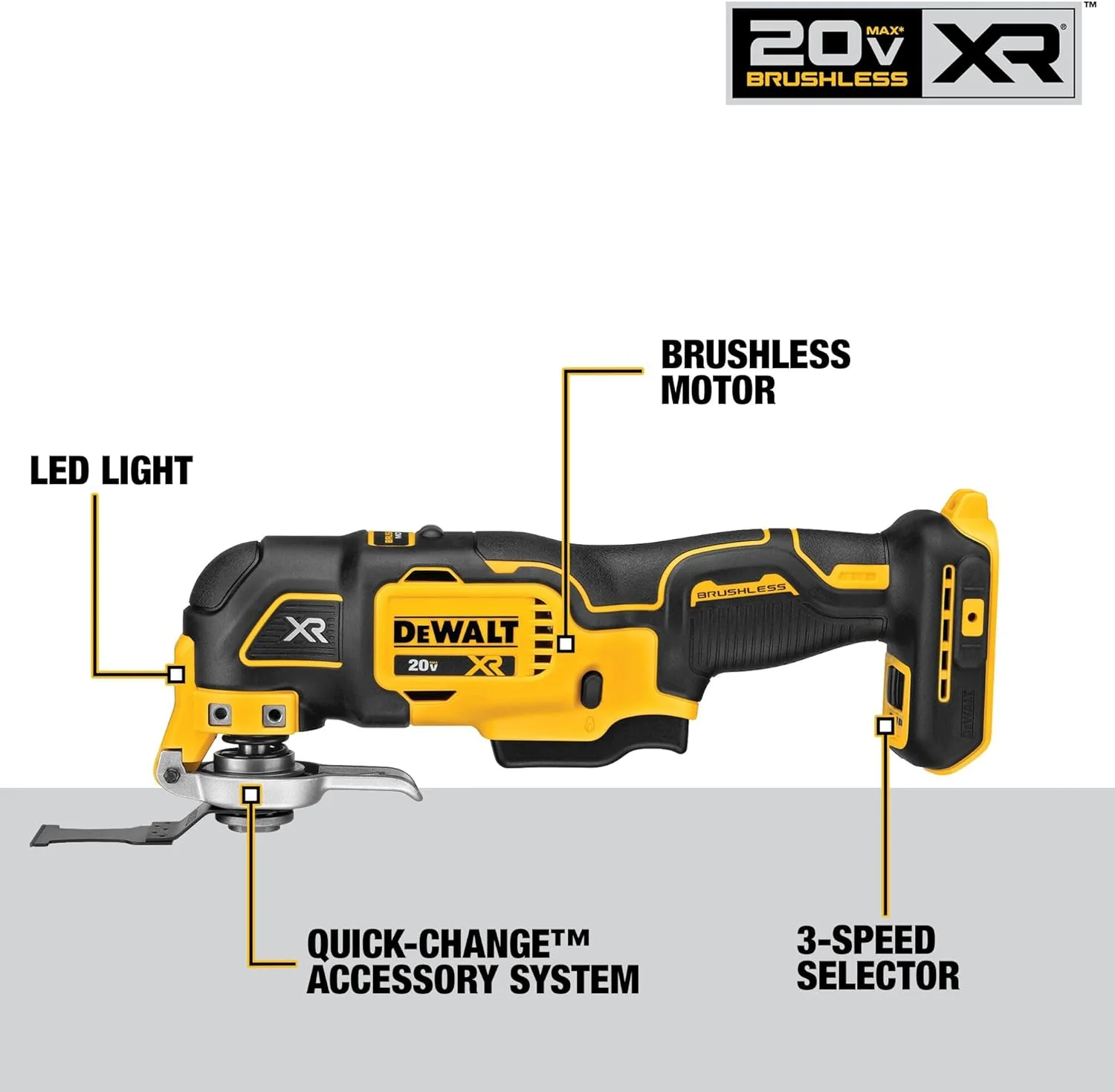 DEWALT DCS356B 20V MAX XR Brushless 3-Speed Oscillating Multi Tool (Tool Only) - Image 6