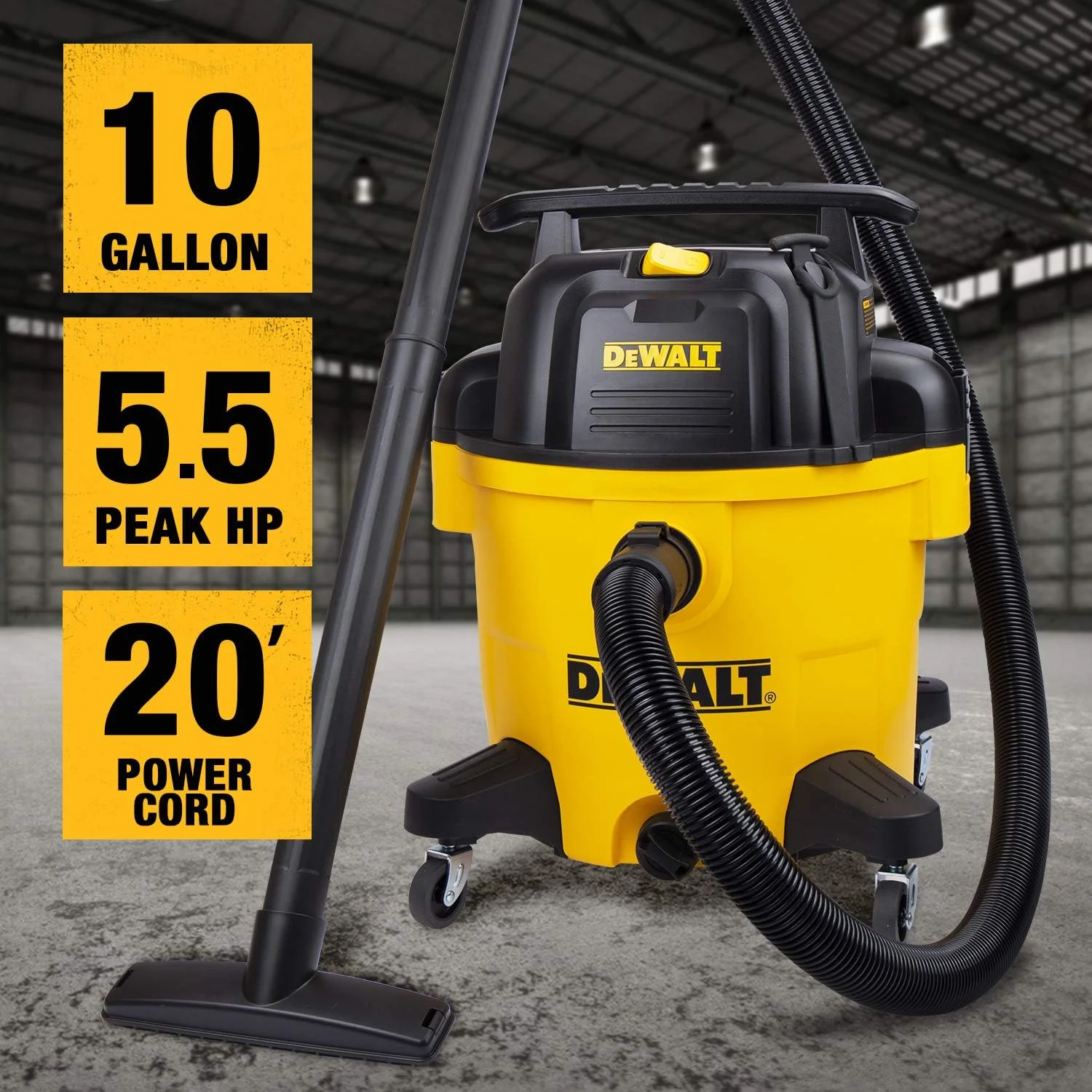 DeWalt DXV10P-QT 10-Gallon 5.5 HP Wet/Dry Vacuum - Image 7