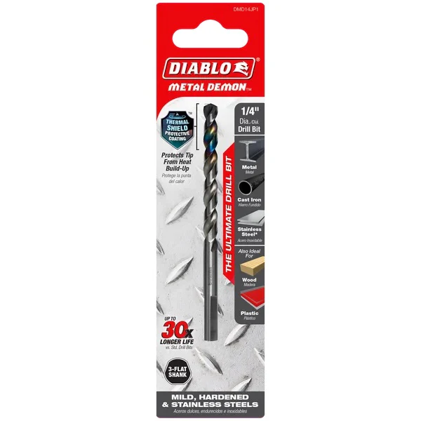 Diablo DMD14JP1 1/4 Inches Metal Demon™ Drill Bit for Mild, Hardened and Stainless Steels - Image 2