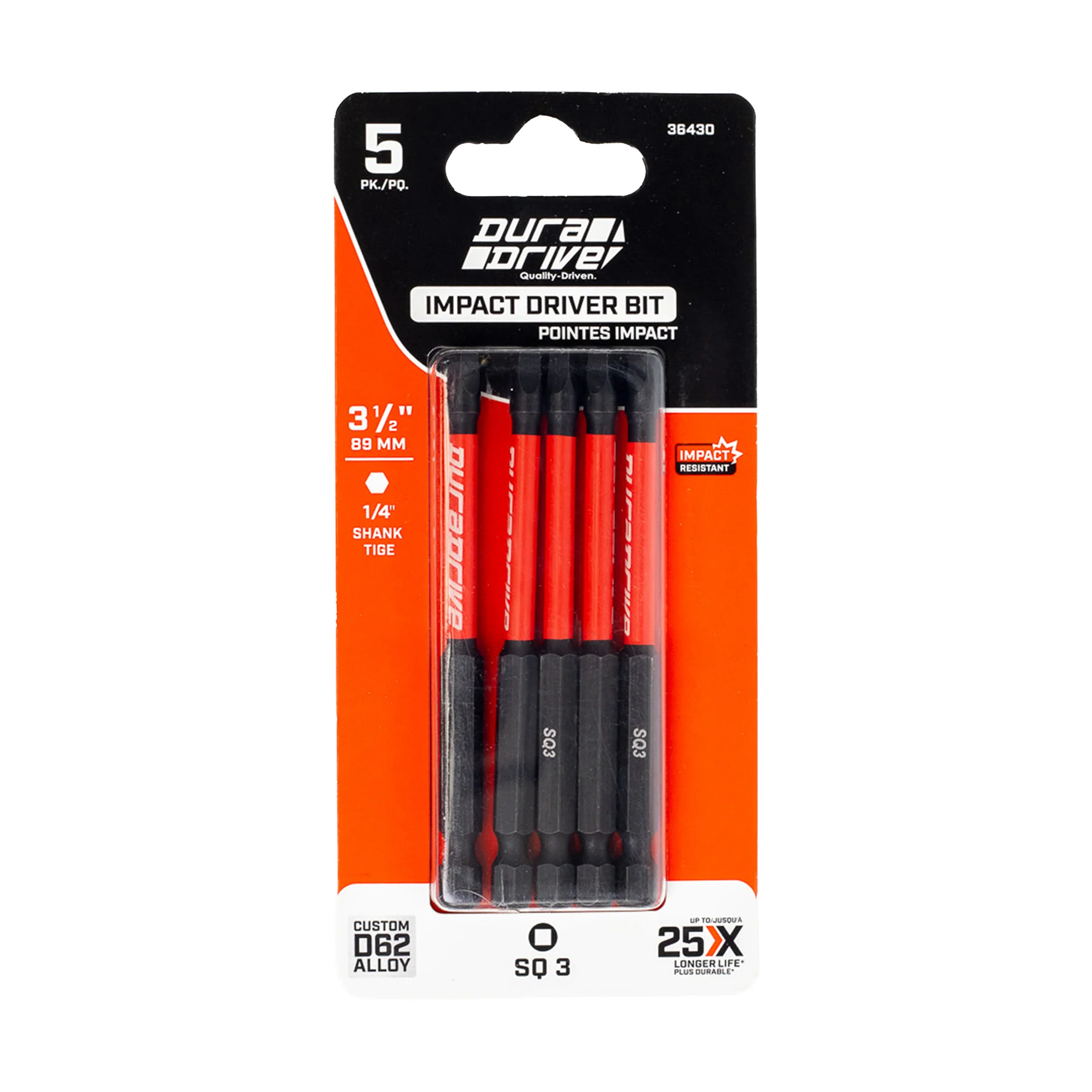DuraDrive 2.0 SQ3 x 3-1/2" Impact Driver Bit (5-Pack) - Image 2