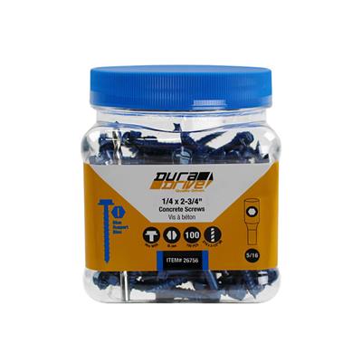 DuraDrive 1/4 in. x 2-3/4 in. Hex Head Slot Drive Concrete Screws (100-Pack) - Image 2