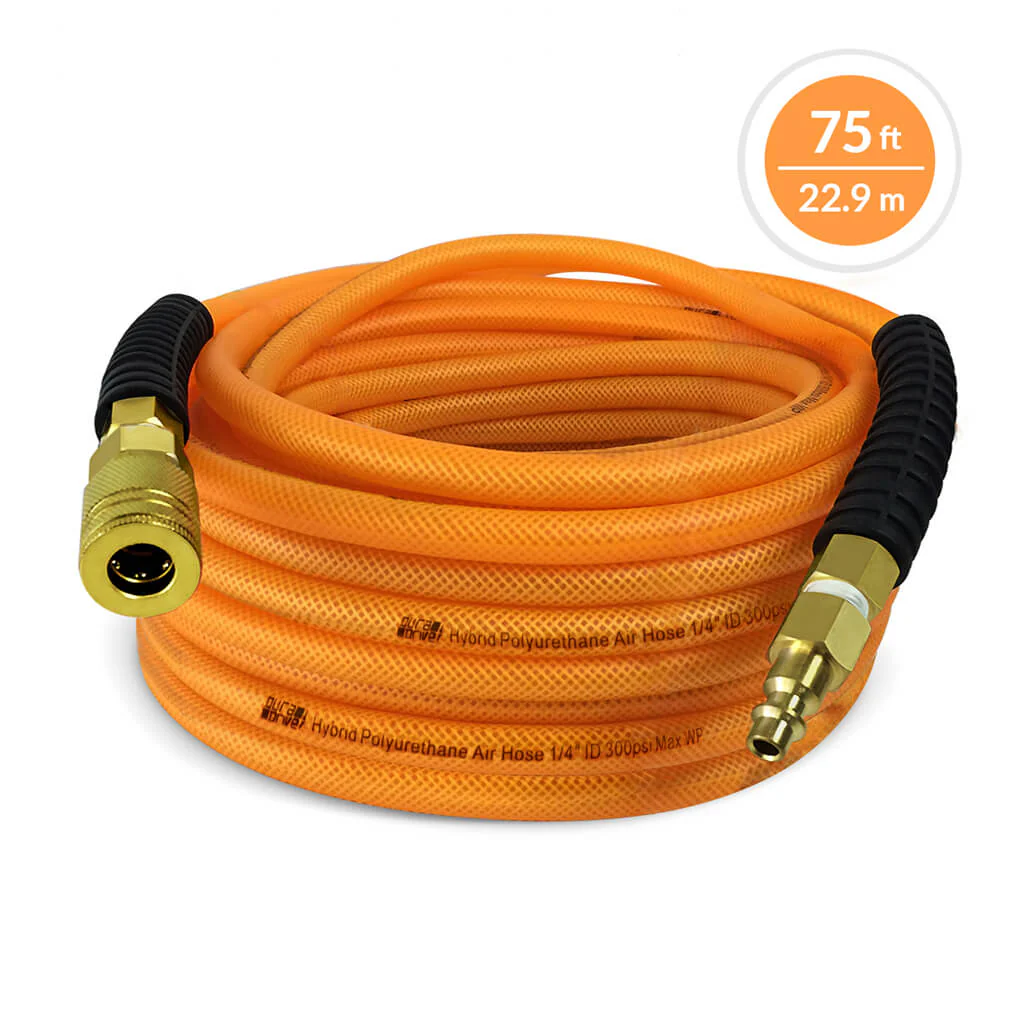 DuraDrive FO1475F 1/4 in. x 75 ft. Orange Hybrid Polyurethane Air Hose with Swivel Fitting - Image 3