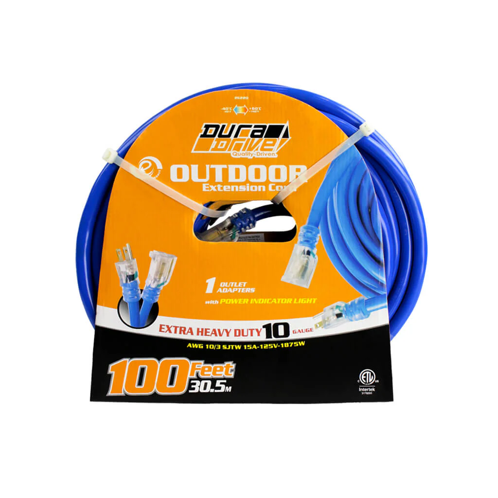 DuraDrive 100' 10/3 SJTW Heavy Duty Outdoor Extension Cord