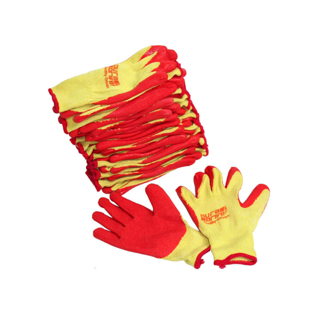 DuraDrive 105610 Yellow Knit Orange Latex Dipped Work Gloves (12-Pair) - Image 2