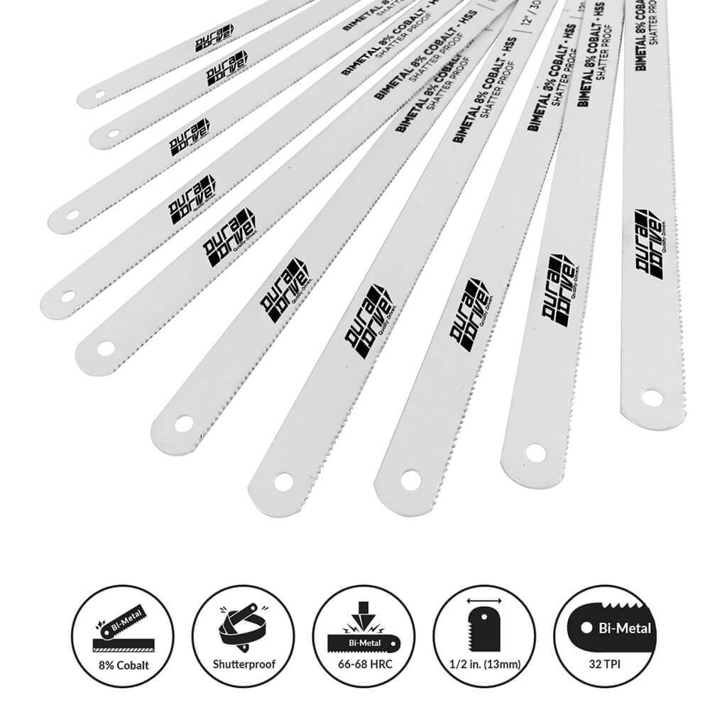 DuraDrive 12 in. x 32 TPI Bi-Metal HSS Cobalt Hacksaw Blade (10-Pack) - Image 2