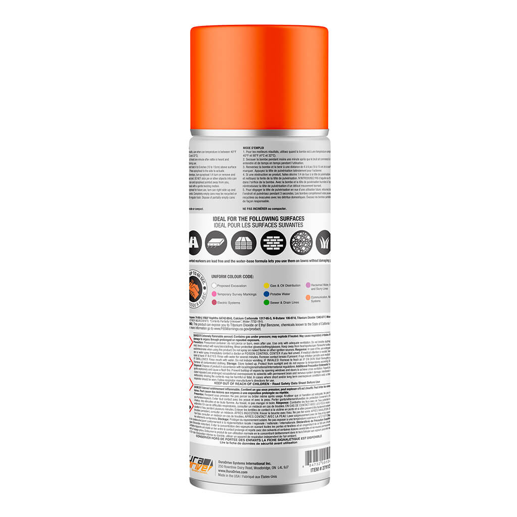 DuraDrive 16 oz. Orange Inverted Marking Spray Paint - Image 2