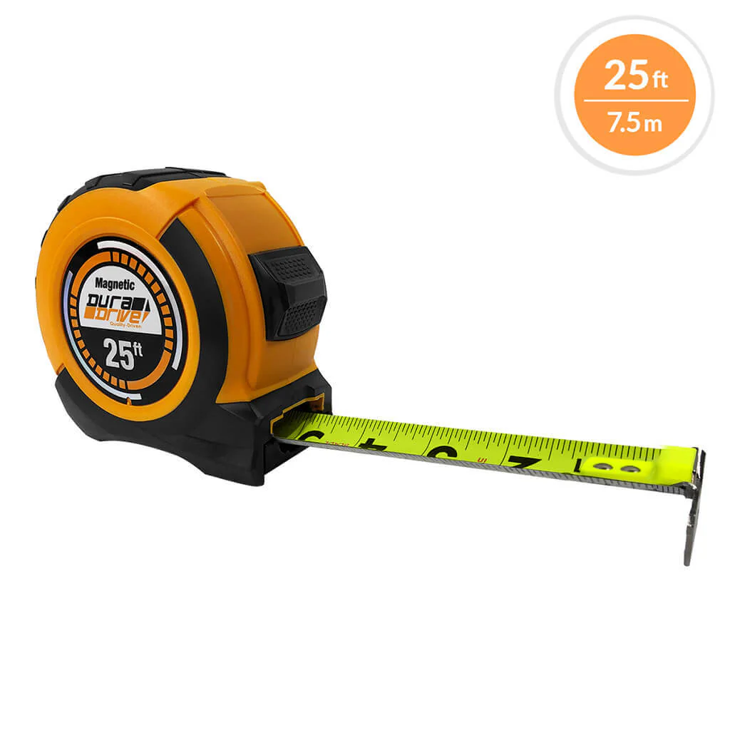 DuraDrive 25 ft. Magnetic Hi-Vis EZ-Read Double Sided Dual Hook Tape Measure