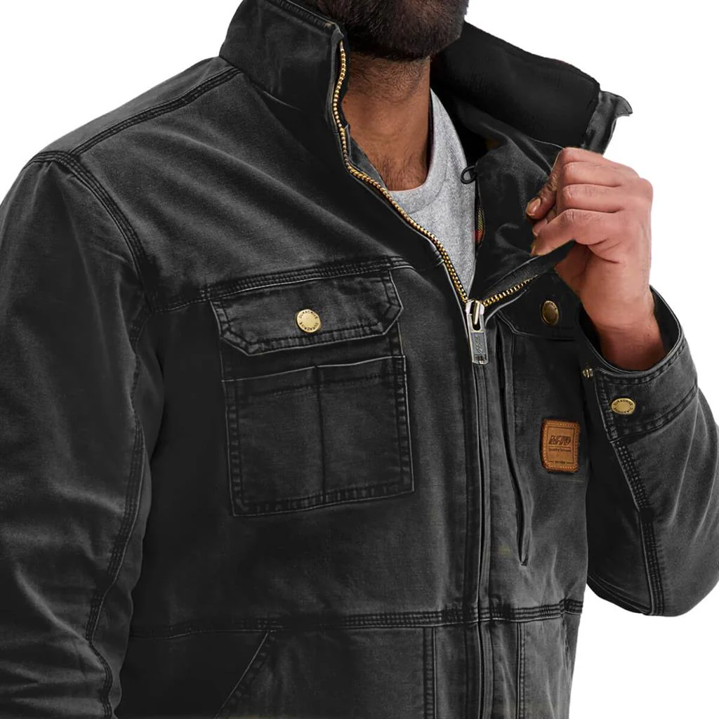 FINAL SALE-DURADRIVE SONI VINTAGE LINED DUCK JACKET BLACK - Image 5
