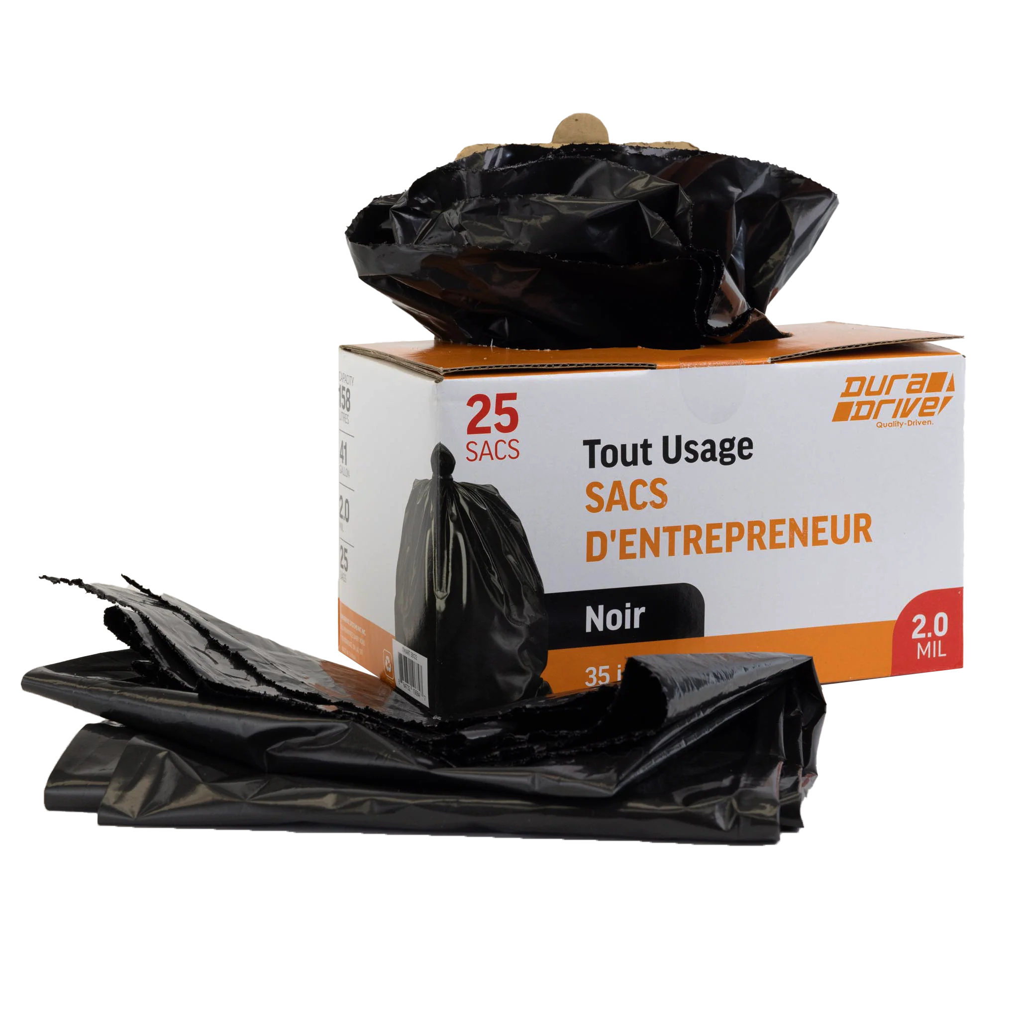 DuraDrive 158 L 2.0 mil Black Garbage Bag (25 Pack) - Image 3