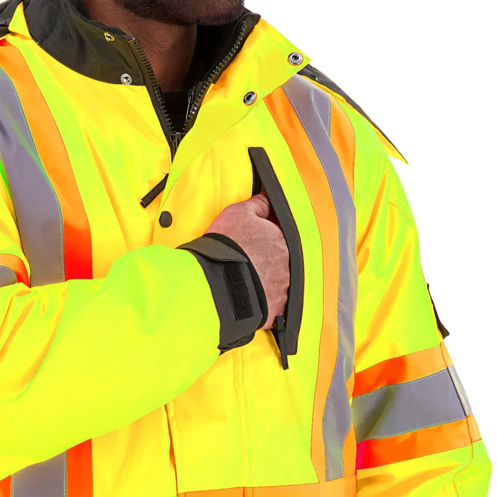 DuraDrive Basic 6-in-1 Yellow Hi-Vis Insulated Safety Traffic Winter Jacket - Image 4