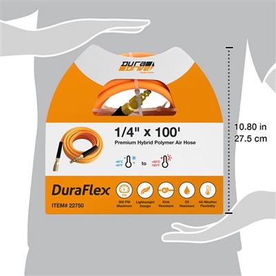 DuraDrive DYPA14100F 1/4 in. x 100 ft. Hybrid Polymer Air Hose with Swivel Fitting - Image 6