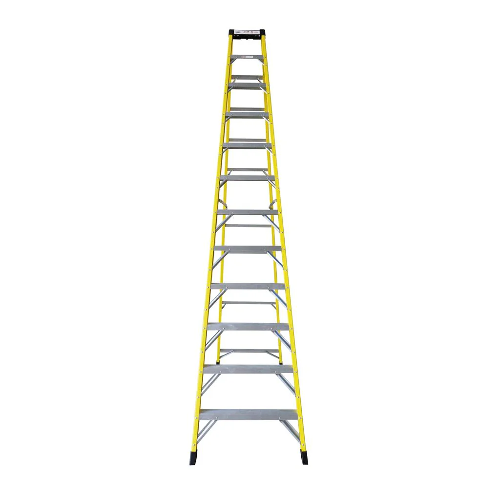 DuraDrive 12' Fiberglass Step Ladder, 300 Lbs. Grade 1A - Image 3
