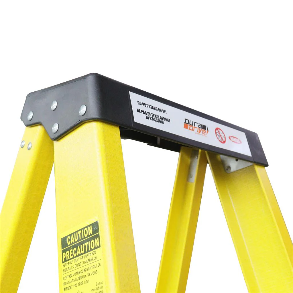 DuraDrive 12' Fiberglass Step Ladder, 300 Lbs. Grade 1A - Image 4