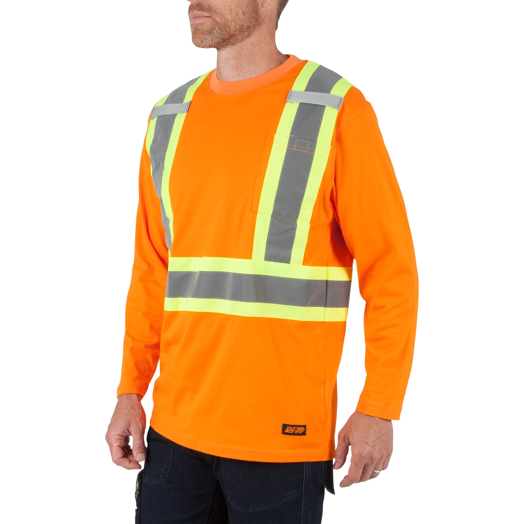 DURADRIVE 100% COTTON HI-VIS L/S T-SHIRT - ORANGE - Image 3