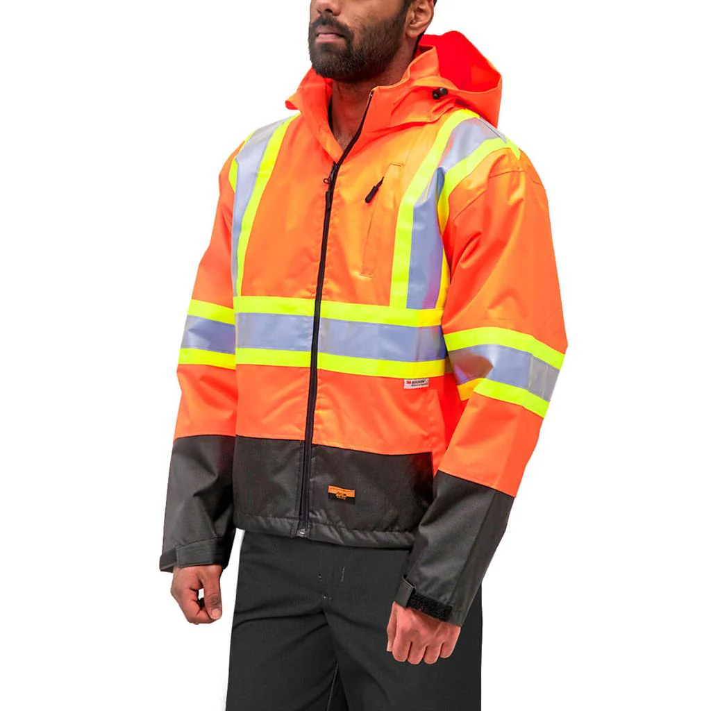 DuraDrive Men's Orange Waterproof Rain Jacket - Image 2