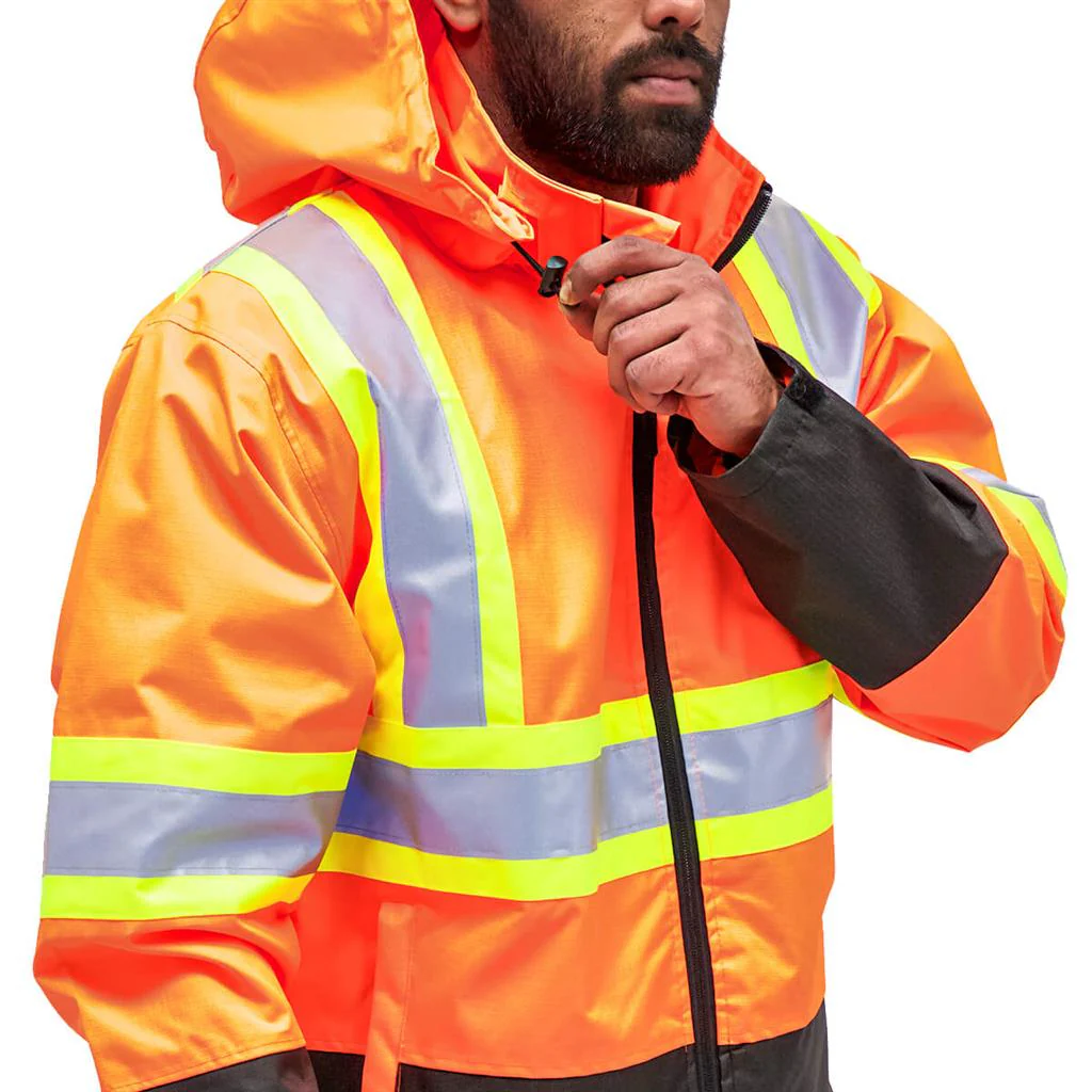 DuraDrive Men's Orange Waterproof Rain Jacket - Image 3
