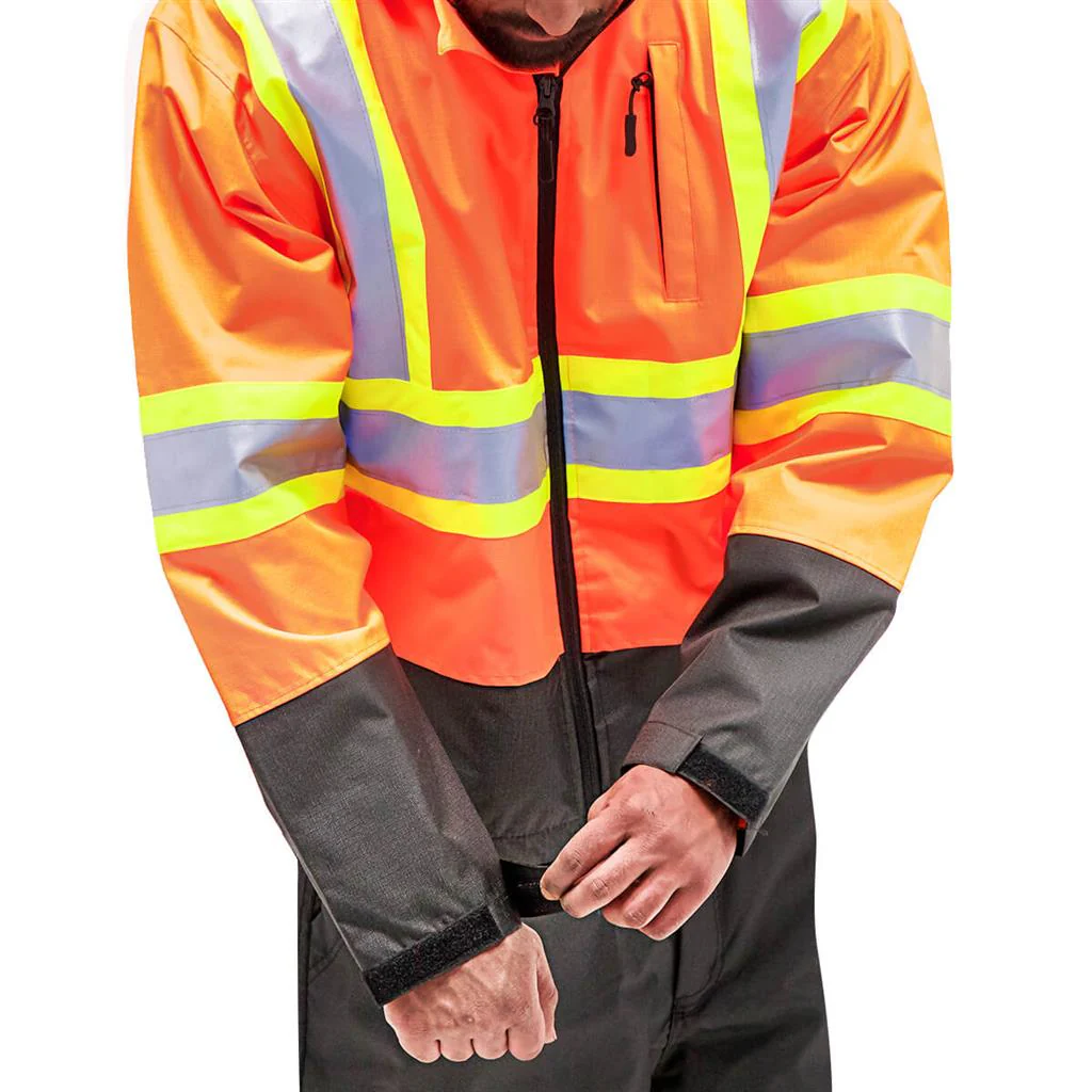 DuraDrive Men's Orange Waterproof Rain Jacket - Image 5
