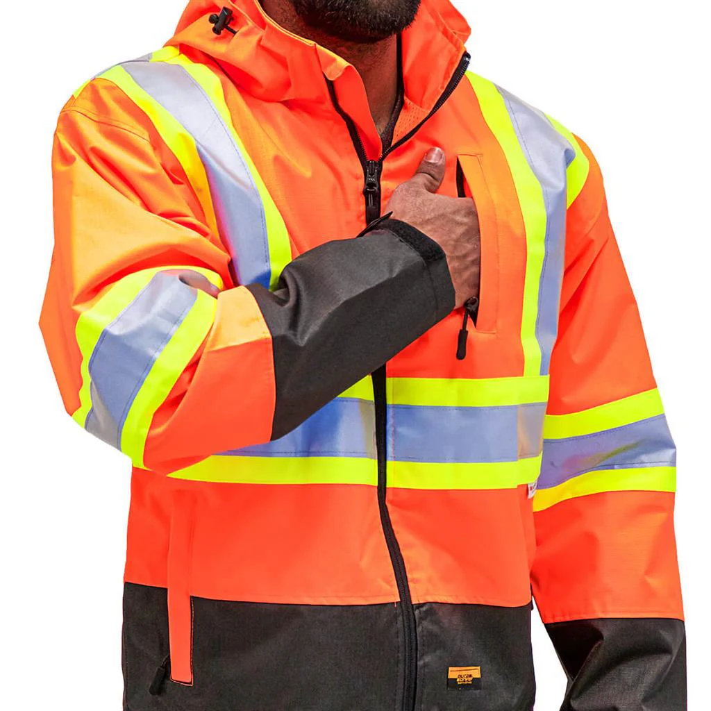 DuraDrive Men's Orange Waterproof Rain Jacket - Image 6