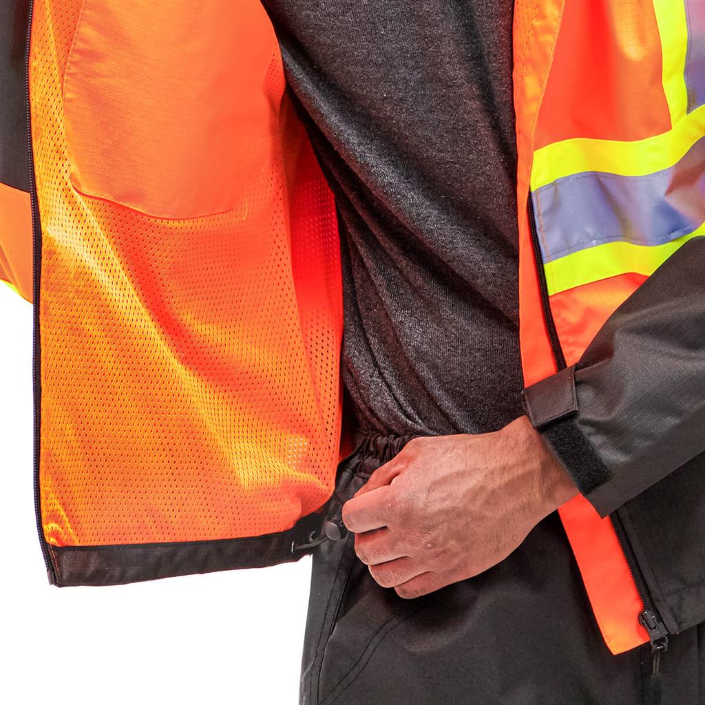 DuraDrive Men's Orange Waterproof Rain Jacket - Image 7