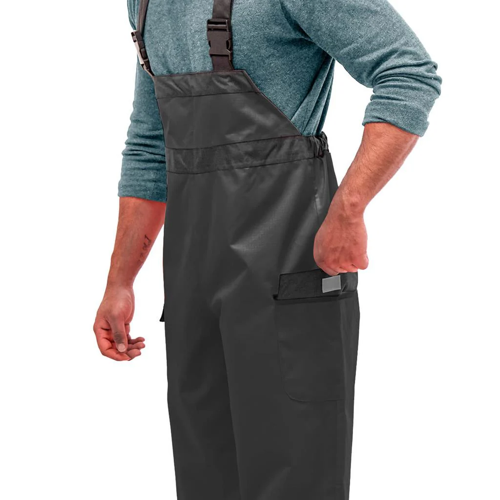 DuraDrive Men's Black Hi-Vis Reflective Tape Polyester Outshell Rain Overall - Image 4