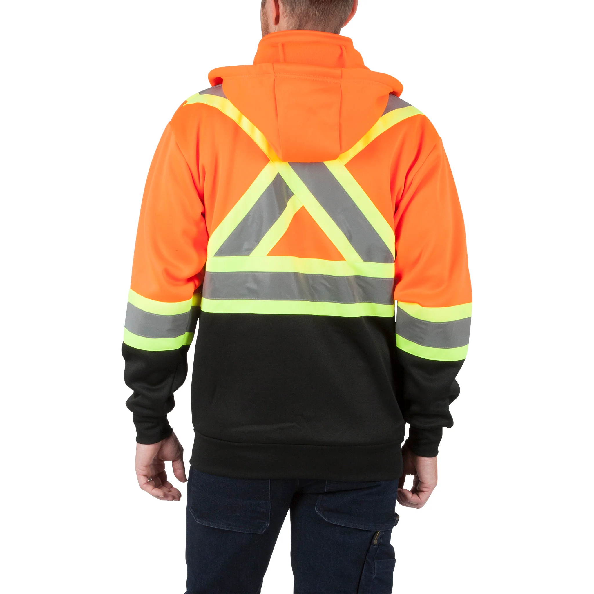 DuraDrive Orange Black Hi-Vis Class 1 L2 Hoodie Detachable Hood - Image 3