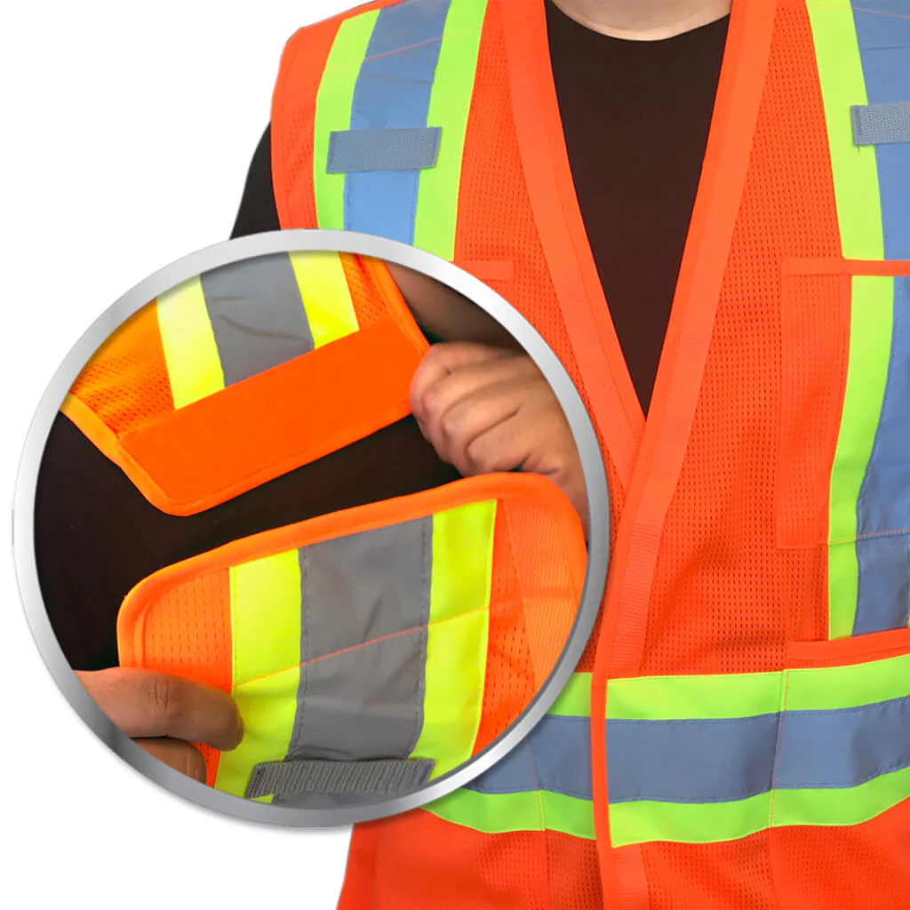 DuraDrive Men's Orange Hi-Vis Class 2 Level 2 Corn Mesh Tear-Away Safety Vest with Pockets - Image 3