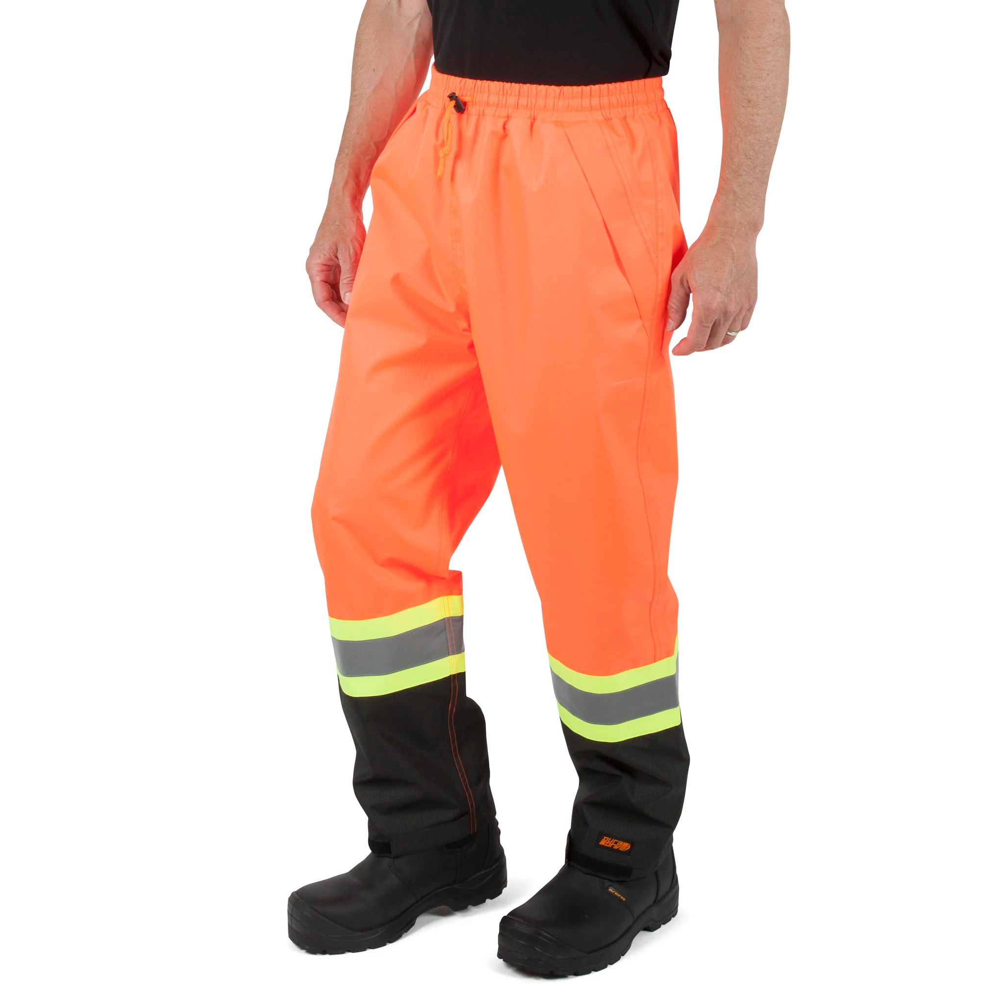 DURADRIVE MEN'S HI-VIS REFLECTIVE TAPE RIPSTOP RAIN PANTS - ORANGE - Image 2