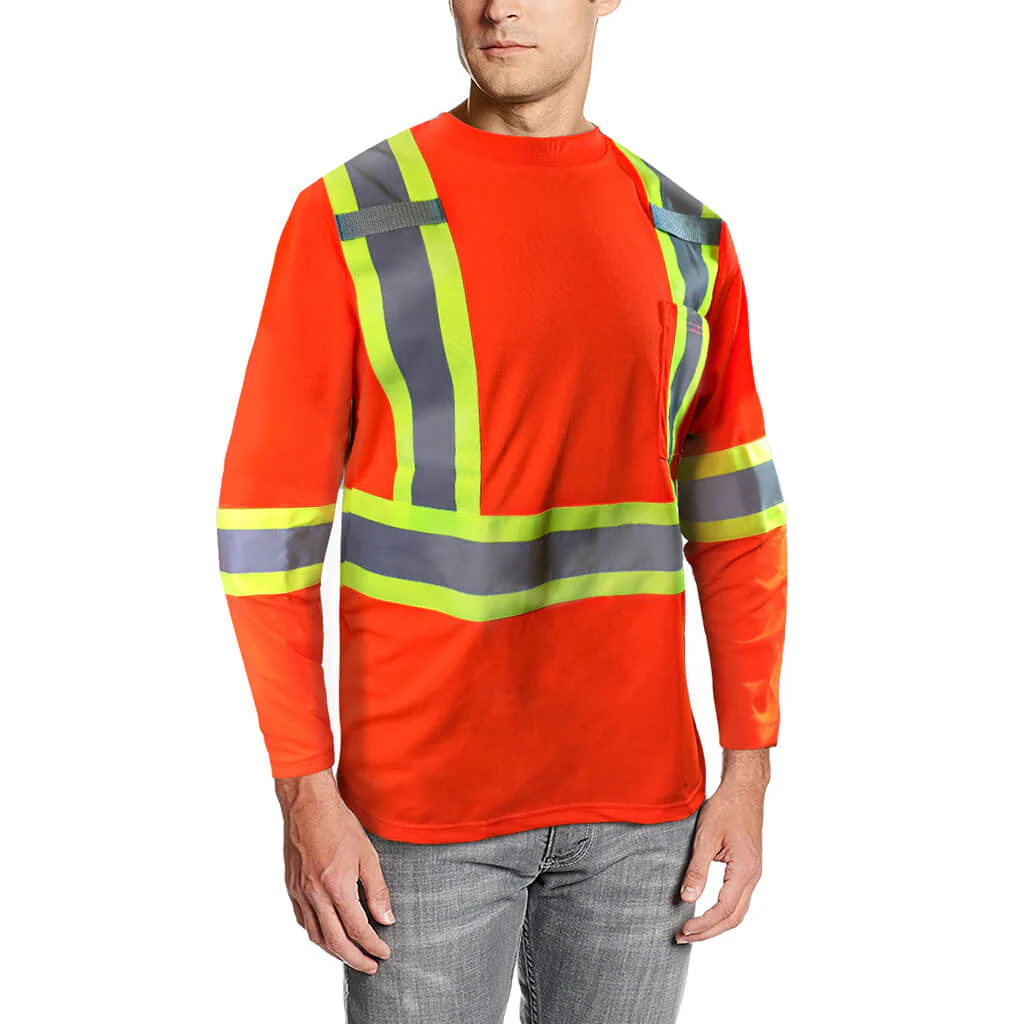 DuraDrive Men's Orange Hi-Vis Long Sleeve Cooling Safety T-Shirt - Image 3