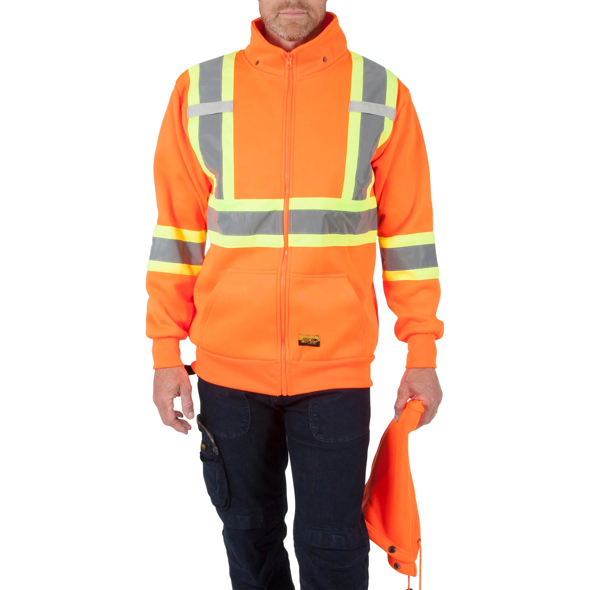 DuraDrive Orange Hi-Vis Class 1 L2 Hoodie Detachable Hood - Image 4