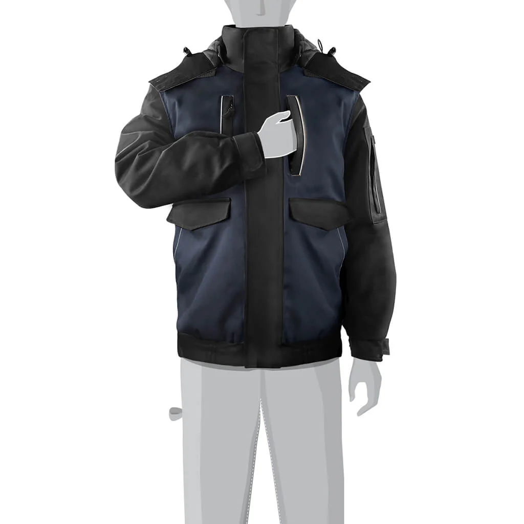 DuraDrive Tradesman Two Tone Hooded Jacket Navy-Black - Image 4