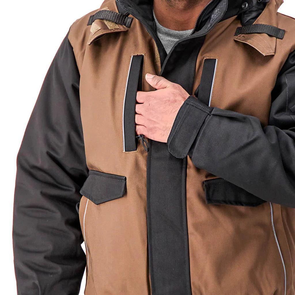 DuraDrive Tradesman Two Tone Hooded Jacket Timber-Black - Image 8