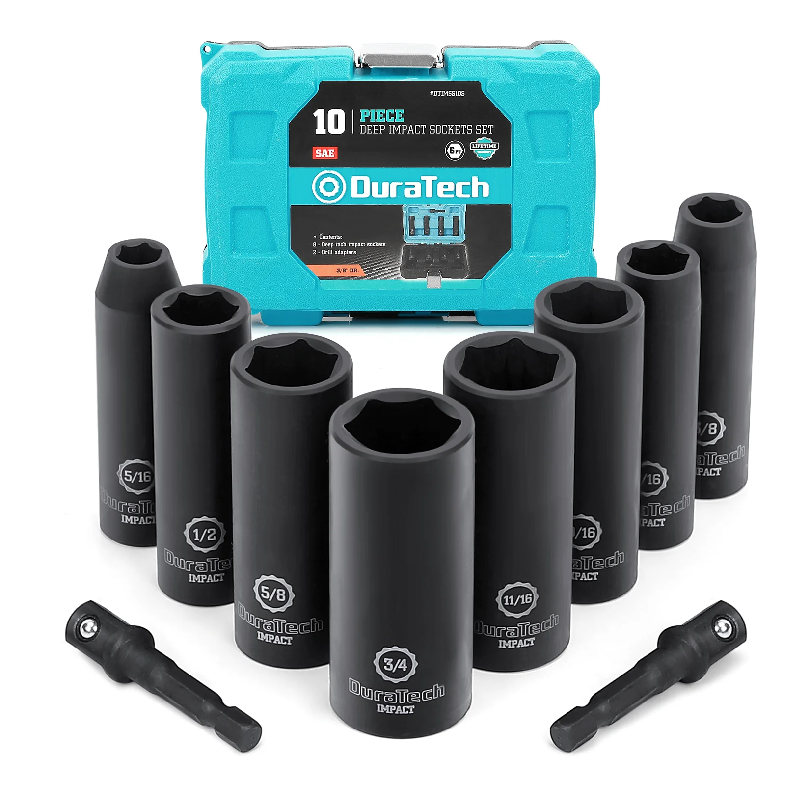 DuraTech 10 pc 3/8 in. Drive SAE Impact Socket Set