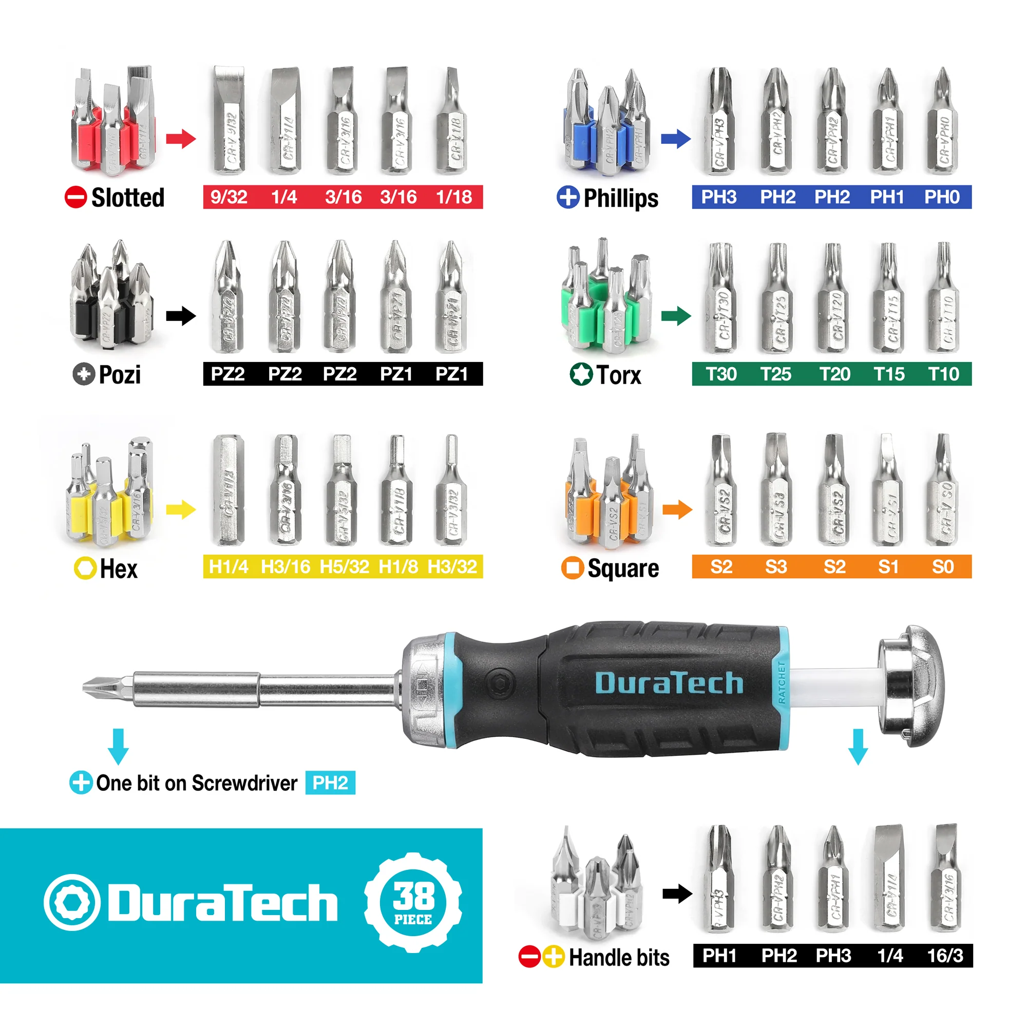 DuraTech 38pc Ratcheting Screwdriver Set - Image 3