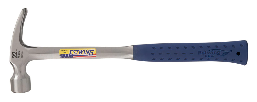 Estwing E3-22S 22 oz. x 16 in. Smooth Face BLUE SHOCK REDUCTION GRIP Solid Steel Claw Framing Hammer - Image 2