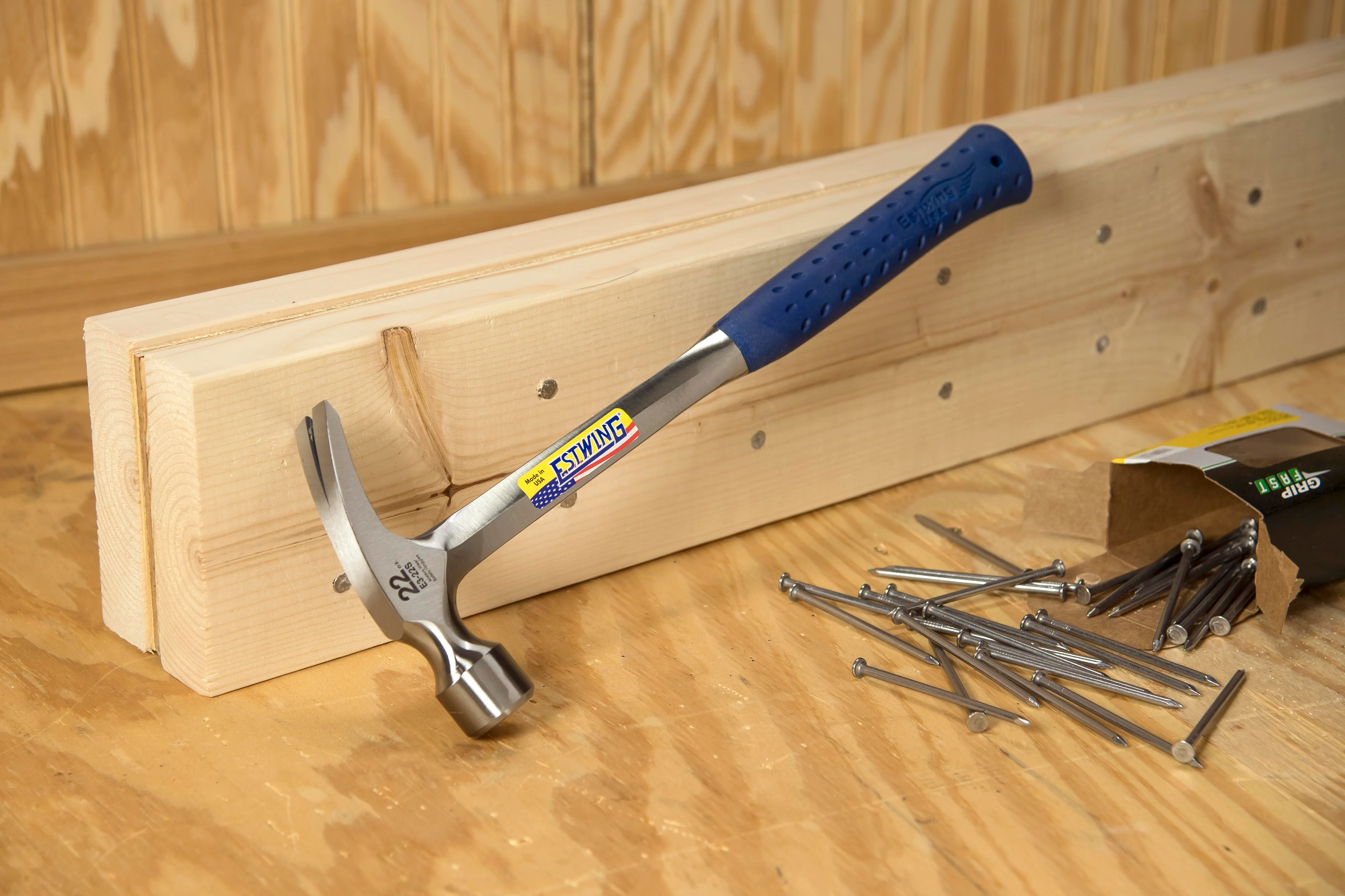 Estwing E3-22S 22 oz. x 16 in. Smooth Face BLUE SHOCK REDUCTION GRIP Solid Steel Claw Framing Hammer - Image 6