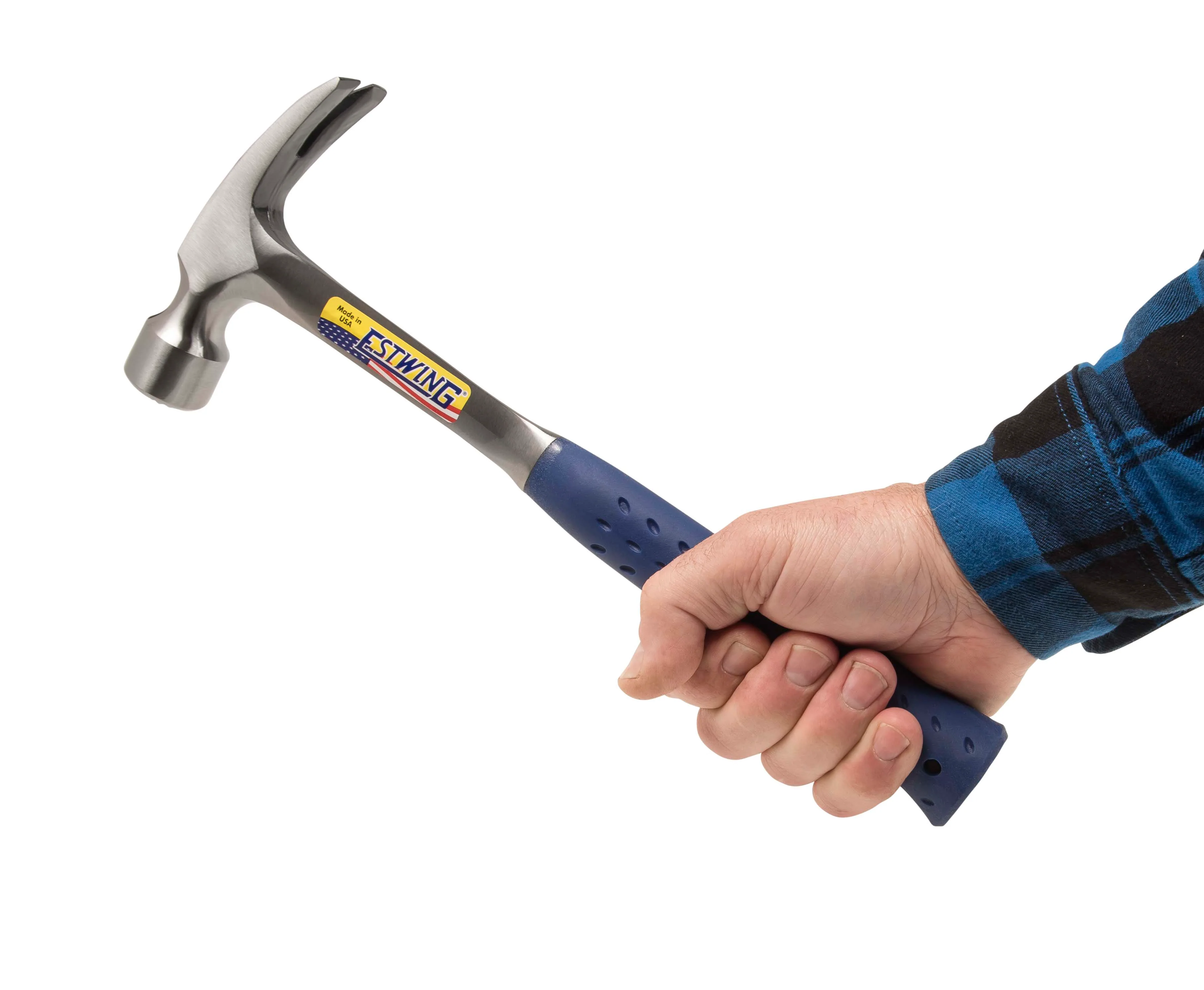 Estwing E3-22SMR 22 oz. x 13-3/4 in. Milled Checkered Face BLUE SHOCK REDUCTION GRIP Solid Steel Straight Claw Framing Hammer - Image 5