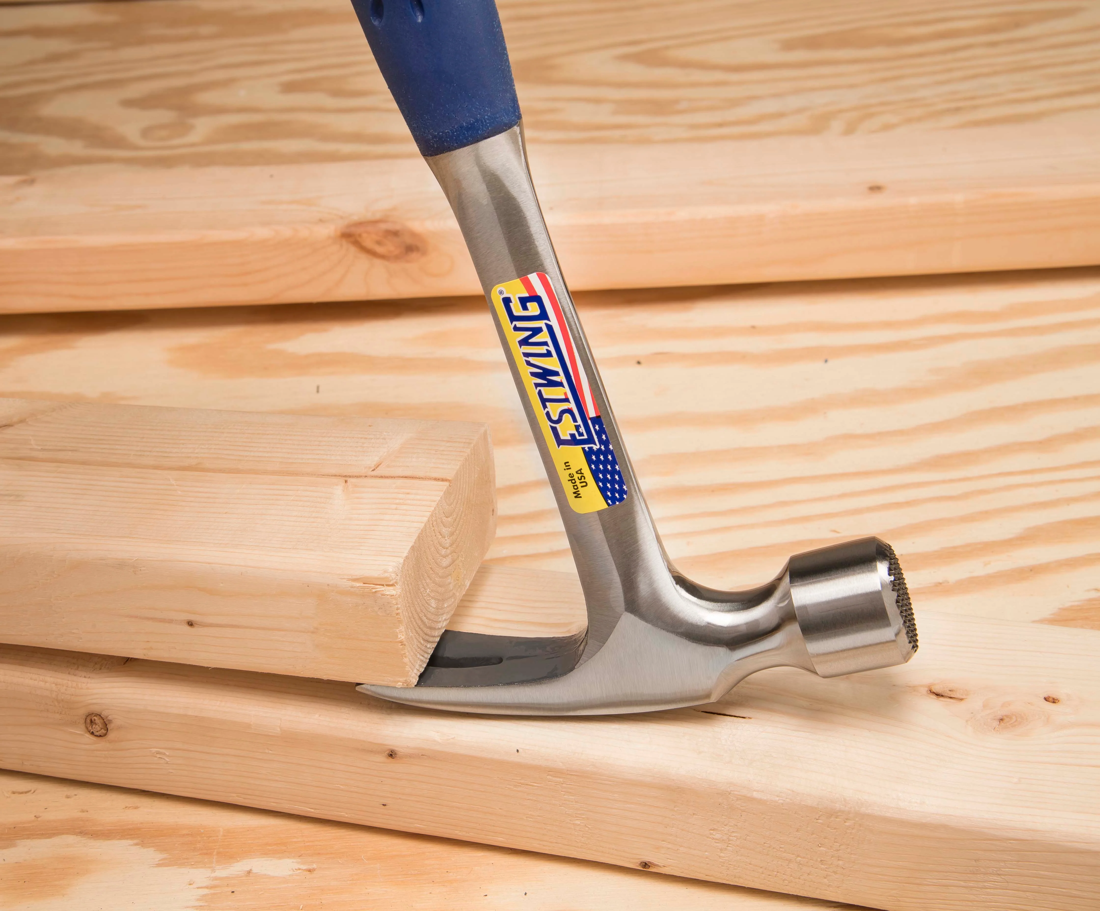 Estwing E3-22SMR 22 oz. x 13-3/4 in. Milled Checkered Face BLUE SHOCK REDUCTION GRIP Solid Steel Straight Claw Framing Hammer - Image 8